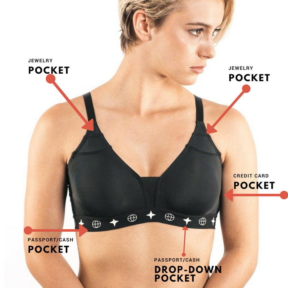 Ultra Light Travel Bra with Pockets Award Winning Design