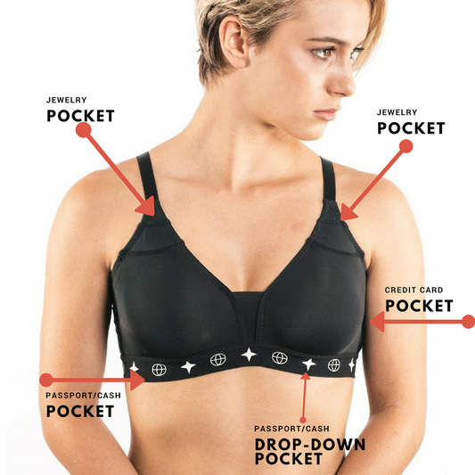 Womens Travel Bras with hidden pockets - Anti-theft genius, soft and  comfortable – The Travel Bra Company